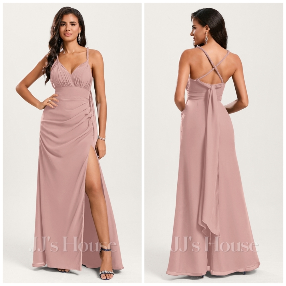 JJ's House Dusty Rose Convertible Mermaid Off Shoulder Chiffon Dress NWT Size 14 - Picture 6 of 14